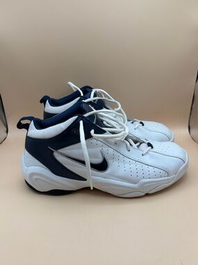 Nike Men’s Size 11.5 White and Navy High-Top Sneakers